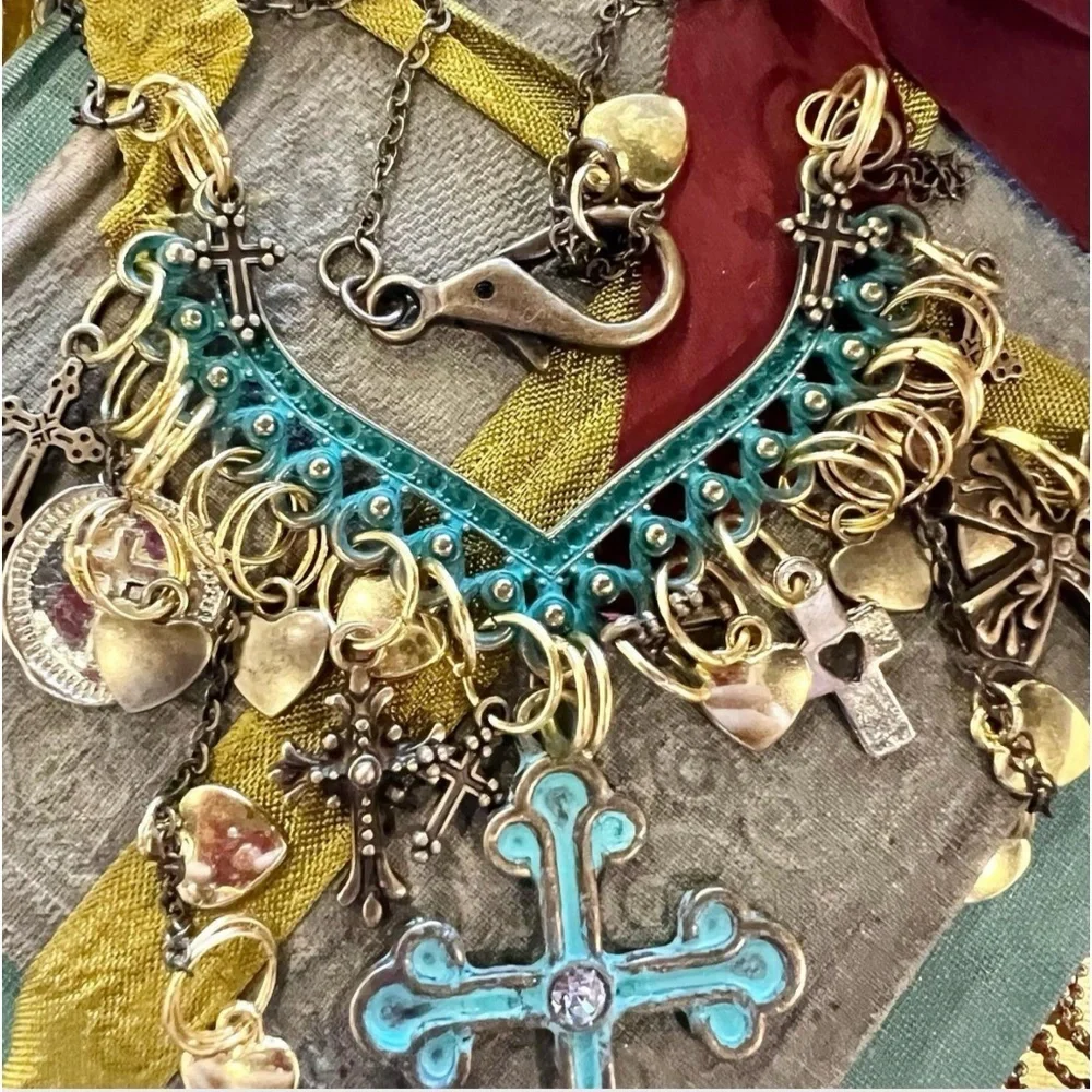 Cross statement necklace. Boho spiritual necklace. Beautiful and full of grace.